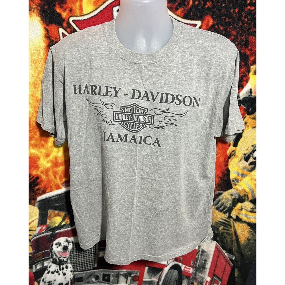 Harley Davidson Motorcycles Jamaica Green Flames T Shirt XL
